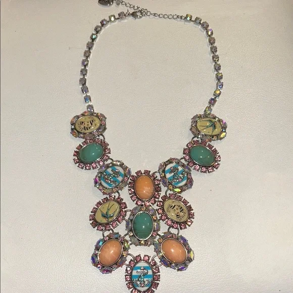 Betsey Johnson SET Nautical Anchor Sailor Pinup Statement Necklace Earrings EUC - Picture 4 of 11